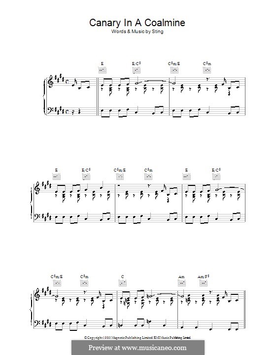 Canary In A Coal Mine Lyrics Police Canary In A Coalmine The Police By Sting Sheet Music On Musicaneo