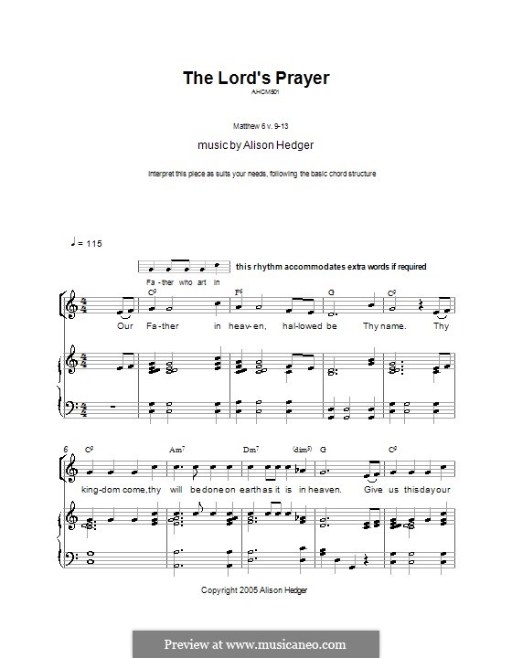 The Lord's Prayer: For voice and piano (or guitar) by folklore