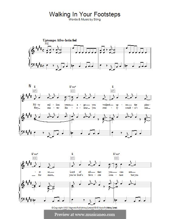 Walking In Your Footsteps The Police By Sting Sheet Music On Musicaneo