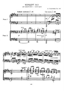 Concerto for Piano and Orchestra No.2, Op.100: Arrangemenet for two pianos four hands by Alexander Glazunov