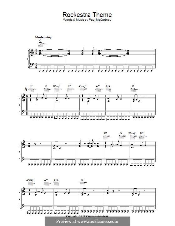 Rockestra Theme: For voice and piano (or guitar) by Paul McCartney