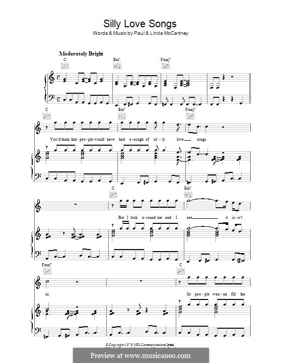Silly Love Songs (Wings): For voice and piano (or guitar) by Linda McCartney, Paul McCartney