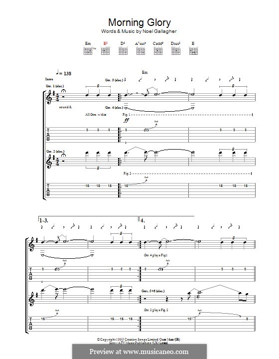 Morning Glory (Oasis): For guitar with tab by Noel Gallagher