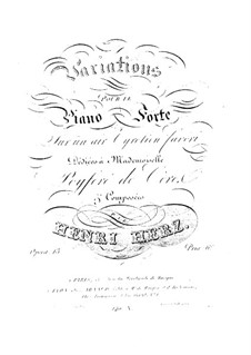 Variations on a Tyrolean Song, Op.13: For piano by Henri Herz