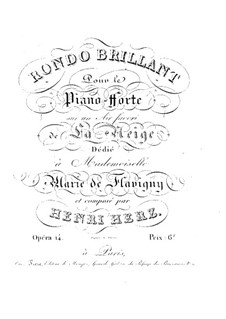 Rondo brillant sur un air favori de 'La Neige', Op.14: For piano by Henri Herz
