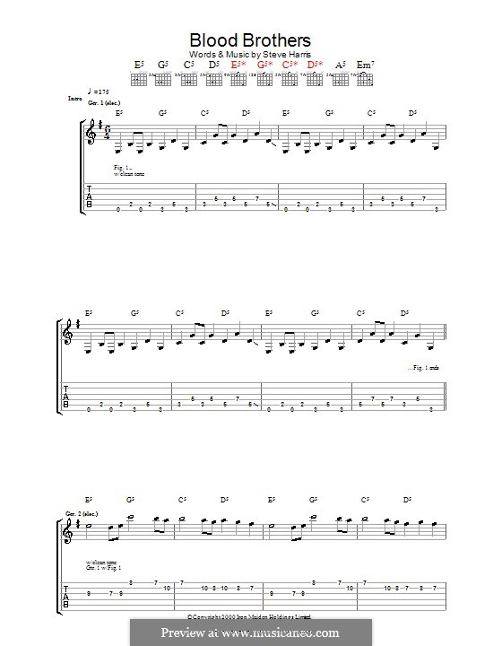 Blood Brothers (Iron Maiden): For guitar with tab by Steve Harris