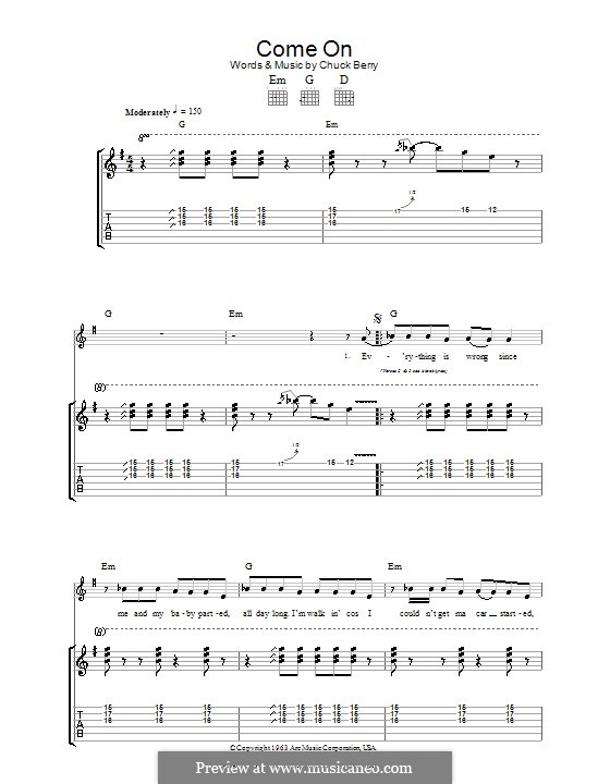 Come On: For guitar with tab by Chuck Berry