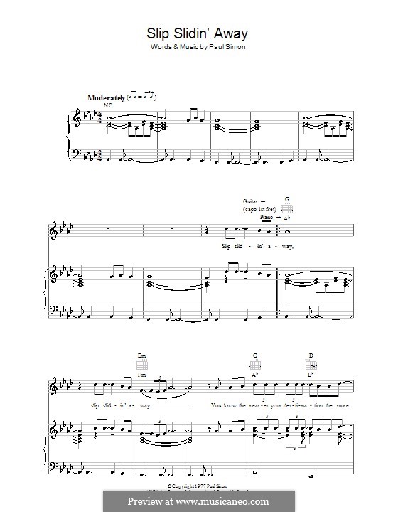 Slip Sliding Away Chords Sheet and Chords Collection