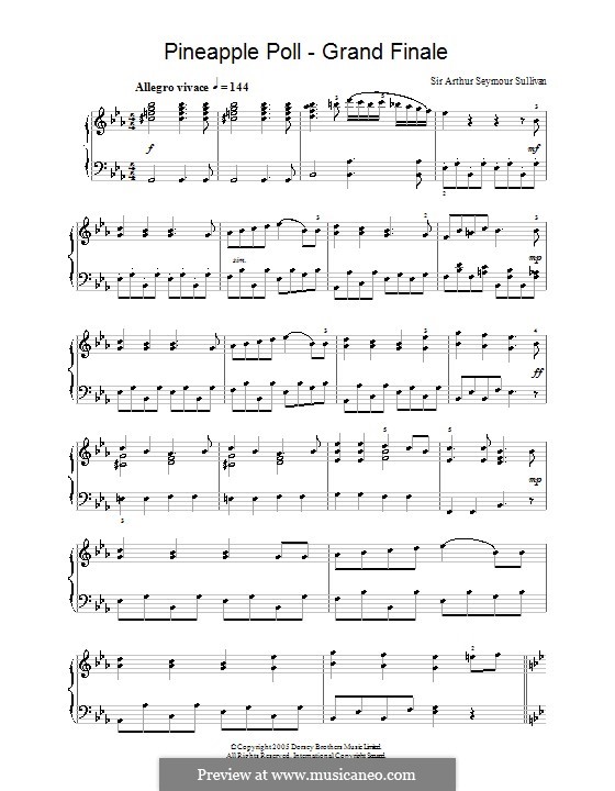 Pineapple Poll: Grand Finale, for piano by Arthur Seymour Sullivan