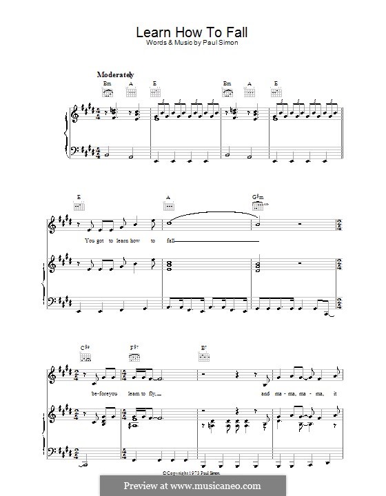 Learn How to Fall by P. Simon - sheet music on MusicaNeo