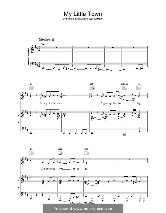 My Little Town By P Simon Sheet Music On Musicaneo