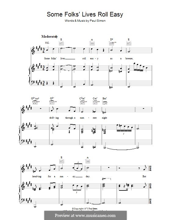 Some Folks' Lives Roll Easy: For voice and piano (or guitar) by Paul Simon