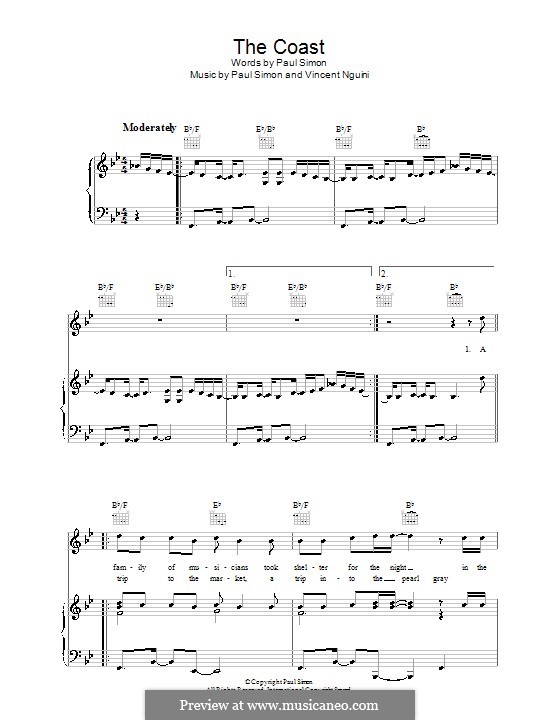 The Coast: For voice and piano (or guitar) by Vincent Nguini