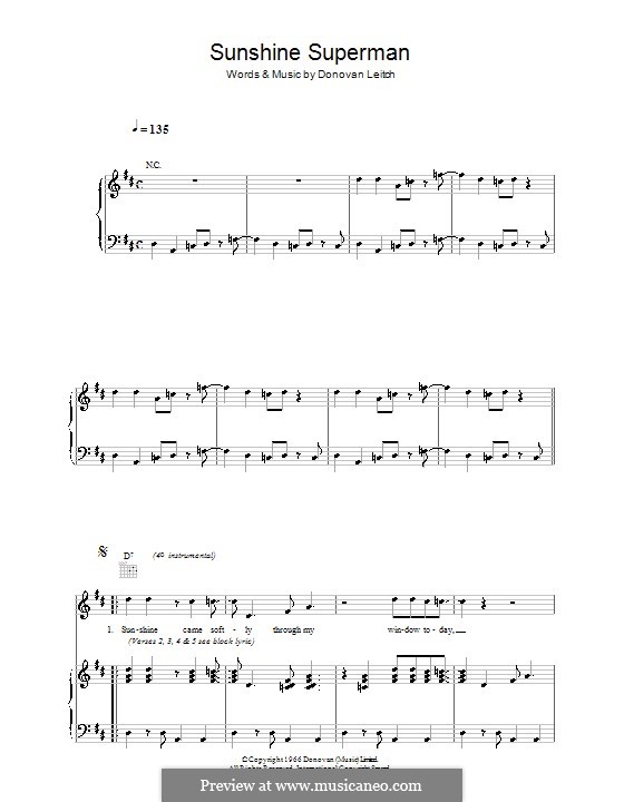Sunshine Superman: For voice and piano (or guitar) by Donovan Leitch