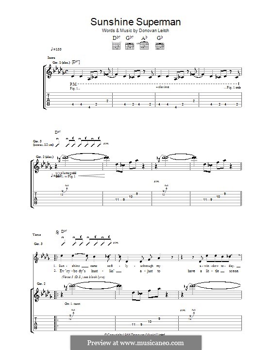 Sunshine Superman: For guitar with tab by Donovan Leitch