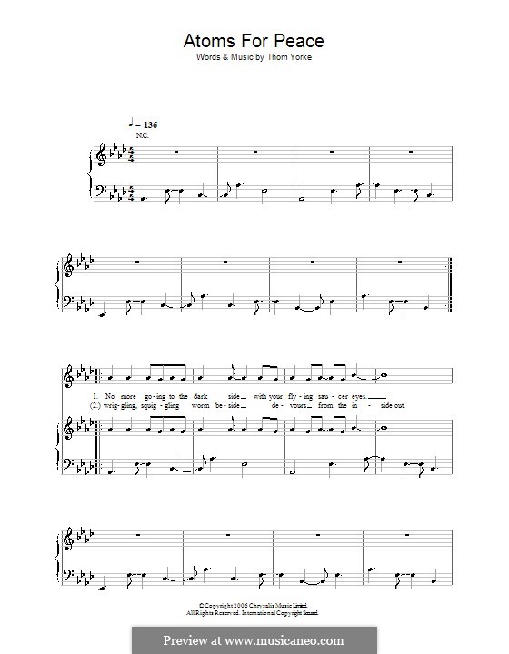 Atoms for Peace: For voice and piano (or guitar) by Thomas Yorke