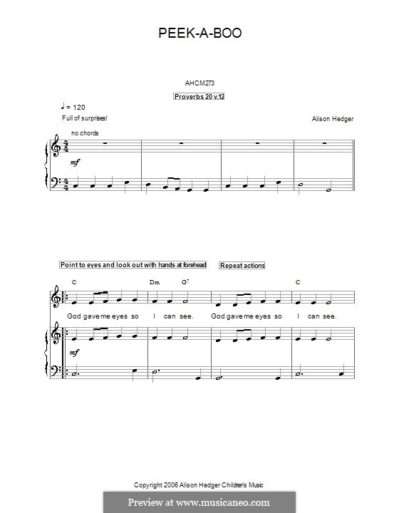 Peek-A-Boo: For voice and piano (or guitar) by Alison Hedger