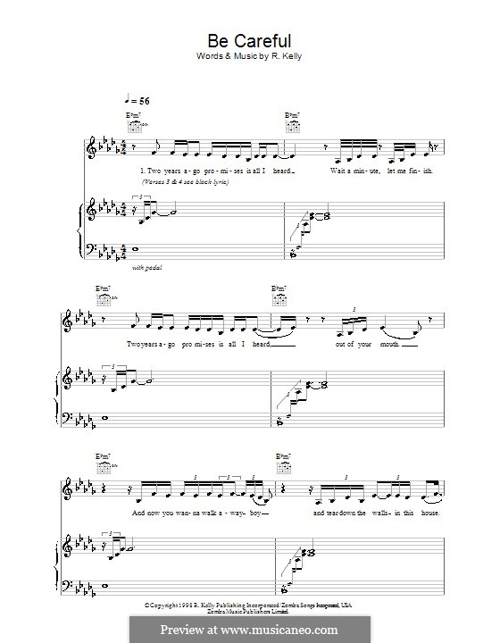 Be Careful Sparkle By R Kelly Sheet Music On Musicaneo [ 720 x 560 Pixel ]