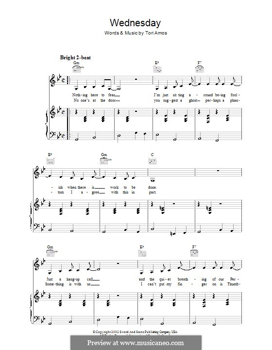Wednesday by T. Amos sheet music on MusicaNeo