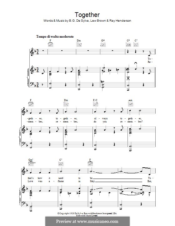 Together: For voice and piano (or guitar) by Buddy Gard DeSylva, Ray Henderson, Lew Brown