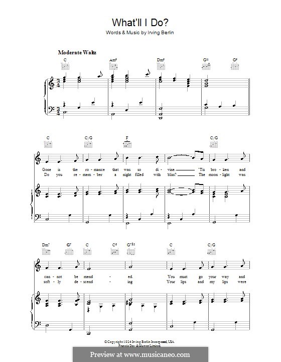 What'll I Do? (from Music Box Revue of 1924): For voice and piano (or guitar) by Irving Berlin