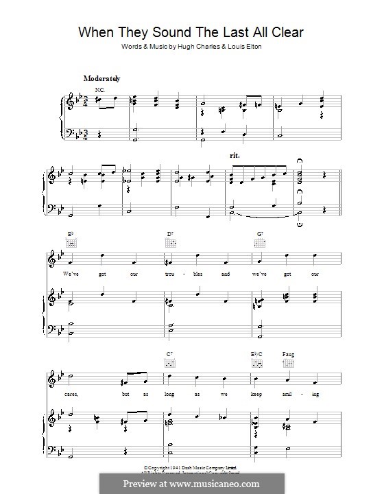When They Sound the Last All Clear: For voice and piano (or guitar) by Louis Elton