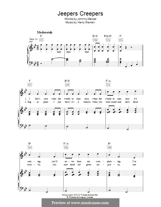Jeepers Creepers by H. Warren sheet music on MusicaNeo