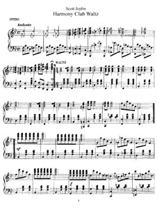 Harmony Club Waltz: For piano by Scott Joplin