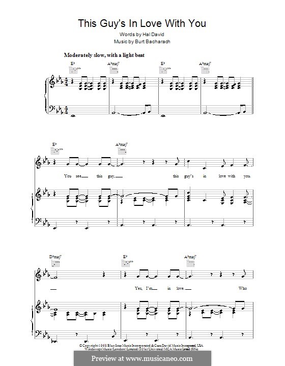 This Guy S In Love With You By B Bacharach Sheet Music On Musicaneo