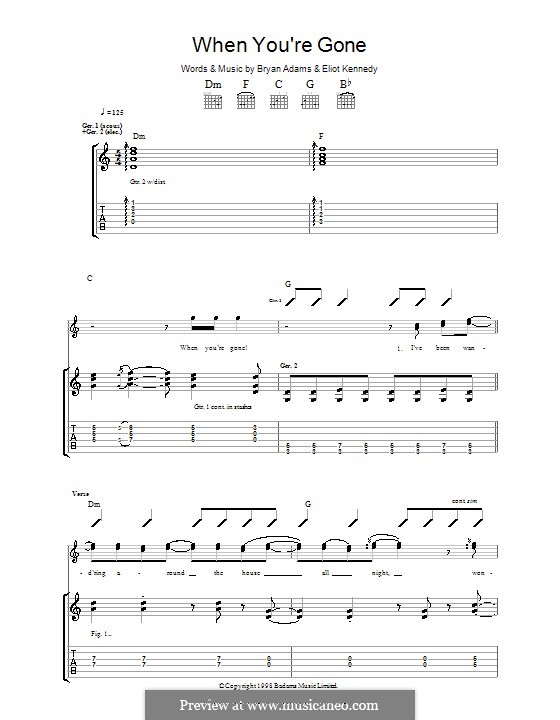 When You're Gone (Bryan Adams and Melanie C): For guitar with tab by Bryan Adams, Eliot Kennedy