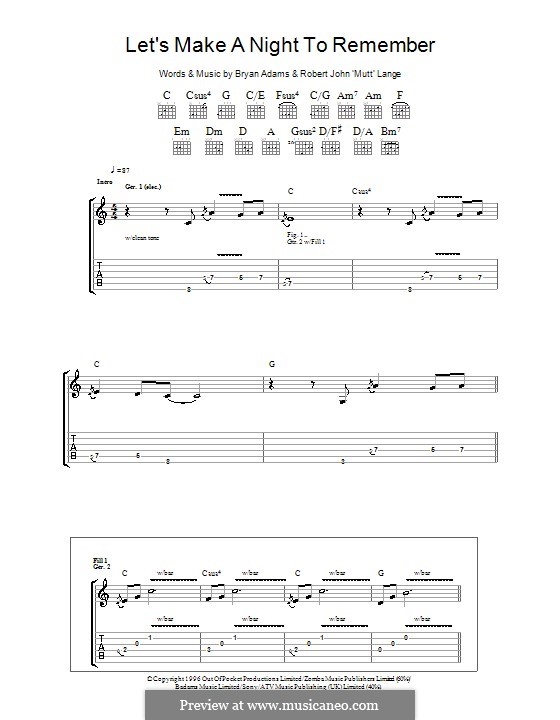 Let's Make a Night to Remember: For guitar with tab by Robert John Lange