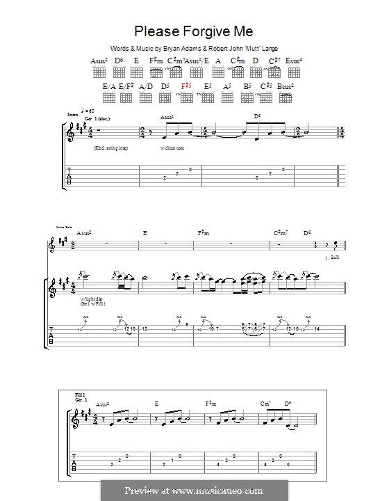 Please Forgive Me: For guitar with tab by Robert John Lange
