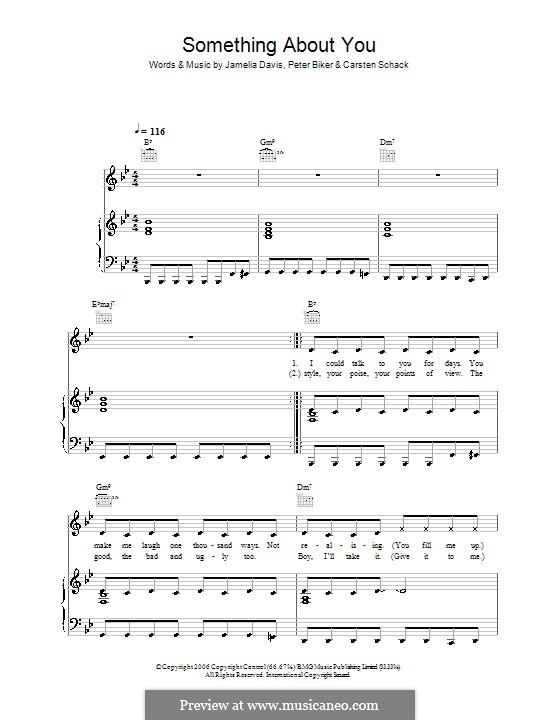 Something About You: For voice and piano (or guitar) by Carsten Schack, Jamelia, Peter Biker