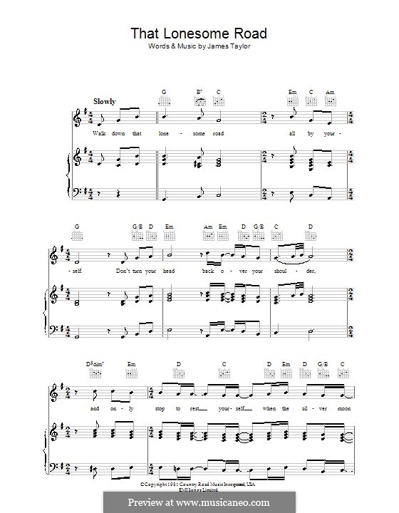 That Lonesome Road: For voice and piano (or guitar) by James Taylor