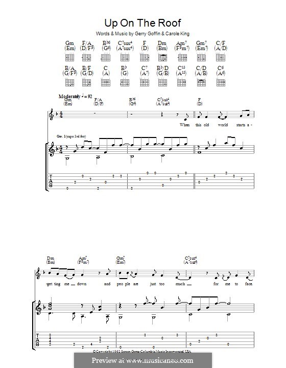 Up on the Roof (The Drifters): For guitar with tab by Carole King, Gerry Goffin