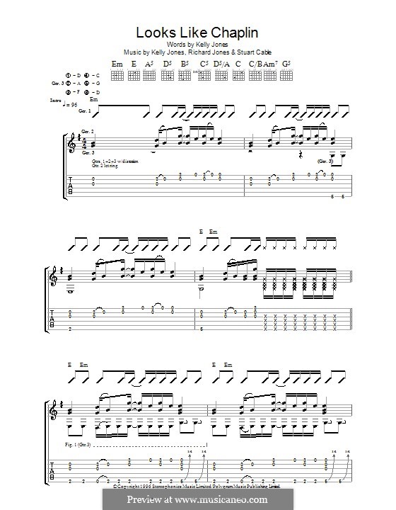 Looks Like Chaplin (Stereophonics): For guitar with tab by Kelly Jones, Richard Jones