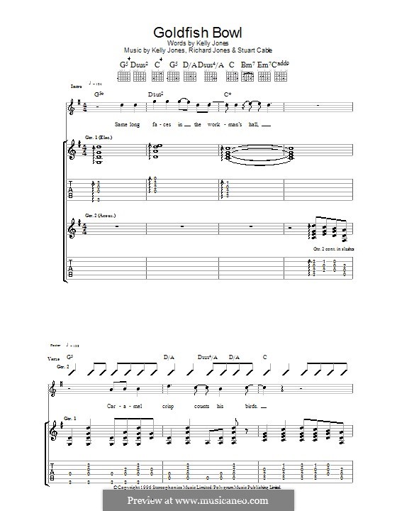 Goldfish Bowl (Stereophonics): For guitar with tab by Kelly Jones, Richard Jones, Stuart Cable