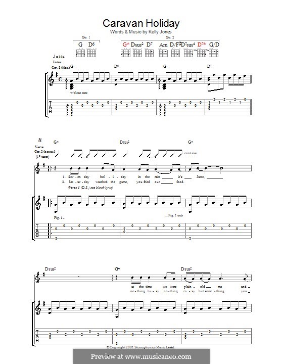 Caravan Holiday (Stereophonics): For guitar with tab by Kelly Jones