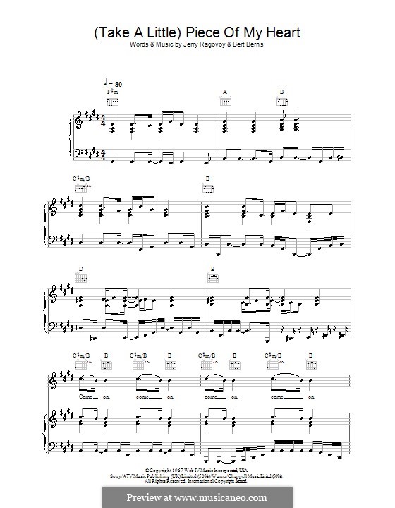 Melissa Etheridge 'Piece Of My Heart' Sheet Music & Chords  Printable  Piano, Vocal & Guitar PDF Notes 