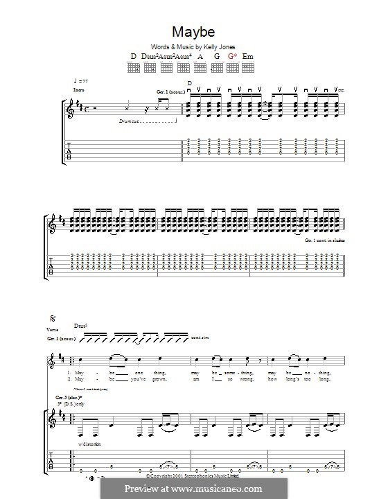 Maybe (Stereophonics): For guitar with tab by Kelly Jones