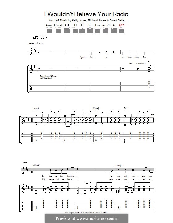 I Wouldn't Believe Your Radio (Stereophonics): For guitar with tab by Kelly Jones, Richard Jones, Stuart Cable