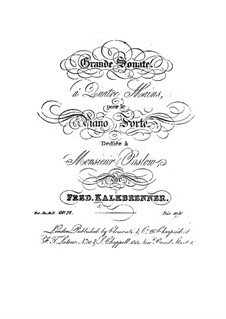 Grand Sonata for Piano Four Hands, Op.76: Grand Sonata for Piano Four Hands by Friedrich Kalkbrenner