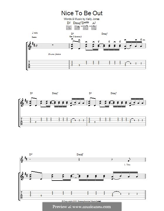 Nice To Be Out (Stereophonics): For guitar with tab by Kelly Jones