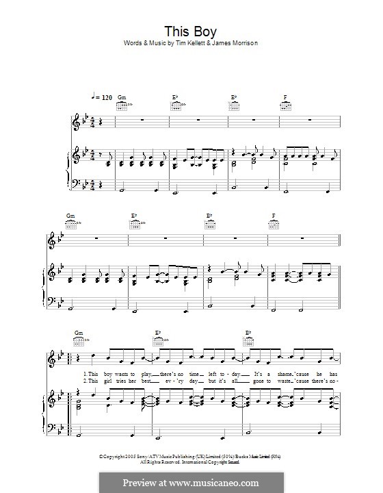 This Boy: For voice and piano (or guitar) by James Morrison, Tim Kellett