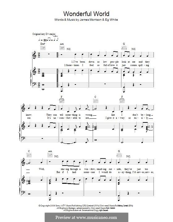 Wonderful World: For voice and piano (or guitar) by Eg White