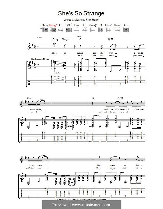 She's So Strange (Travis): For guitar with tab by Fran Healy