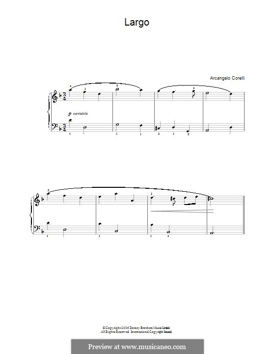 Album for Piano. Selected Pieces: No.5 Sarabande (largo) by Arcangelo Corelli
