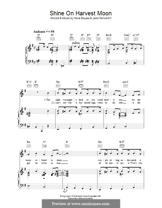 Shine On, Harvest Moon: For voice and piano (or guitar) by Nora Bayes