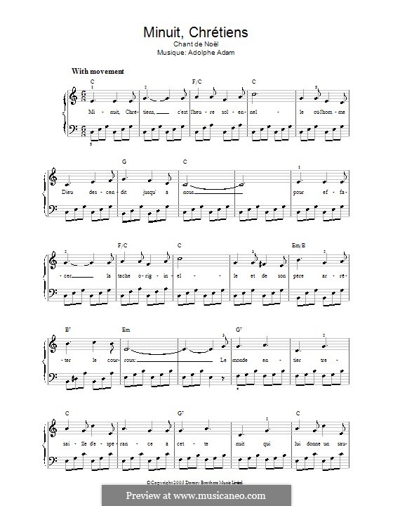 Vocal version (Printable scores): For voice and piano by Adolphe Adam