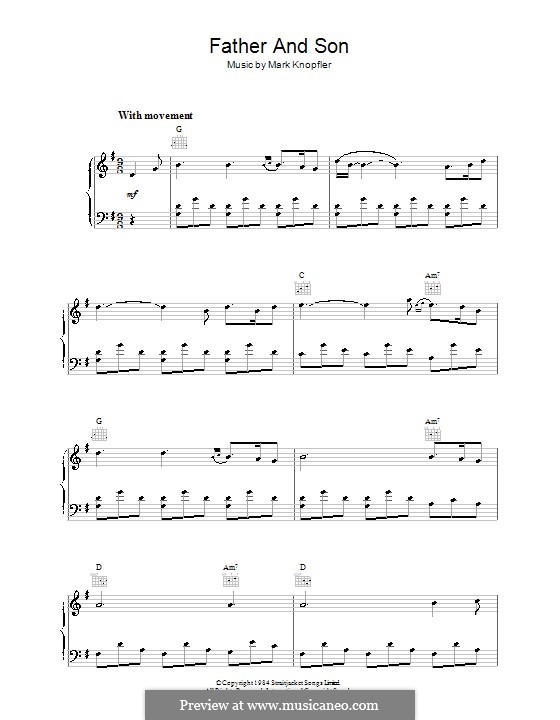 Father and Son (from Cal): For piano by Mark Knopfler